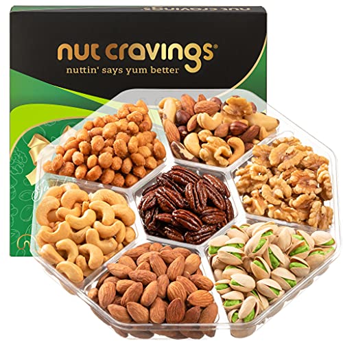 Gourmet Nut Gift Basket In Green Box 7 Piece Assortment, 1 Lb