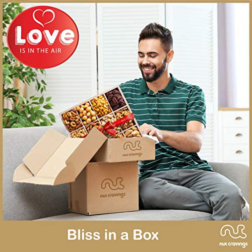 Gourmet Nut Gift Basket, Wood Tray Red Ribbbon 12 Mix - Easter