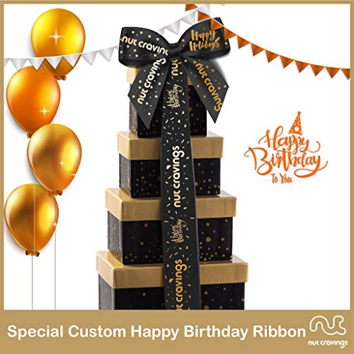 Happy Birthday Tower Gift Basket, Gourmet Nuts &Amp; Dried Fruits +