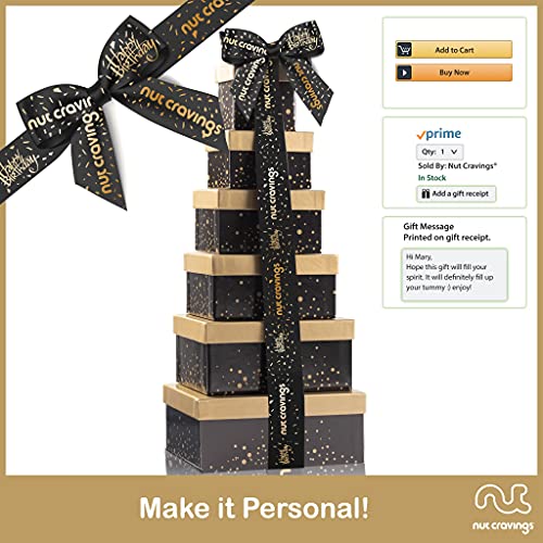 Happy Birthday Tower Gift Basket, Gourmet Nuts &Amp; Dried Fruits +