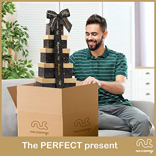 Happy Birthday Tower Gift Basket, Gourmet Nuts &Amp; Dried Fruits +