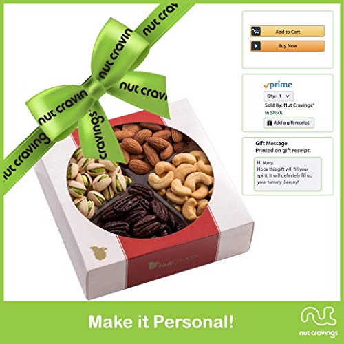 Holiday Nuts Gift Basket, 4-Sectional Elegant Mixed Nuts Assortm