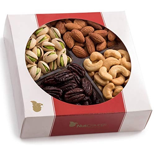 Holiday Nuts Gift Basket, 4-Sectional Elegant Mixed Nuts Assortm