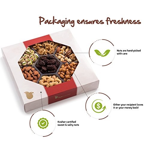 Holiday Nuts Gift Basket, Large 7-Sectional Elegant Nuts Assortm Holiday Nuts Gift Basket, Large 7-Sectional Elegant Nuts Assortm