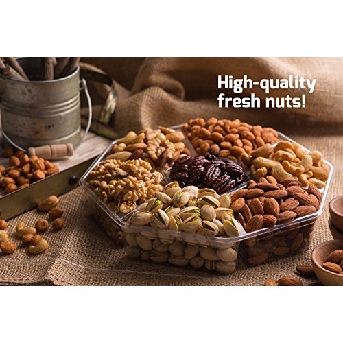 Holiday Nuts Gift Basket, Large 7-Sectional Elegant Nuts Assortm Holiday Nuts Gift Basket, Large 7-Sectional Elegant Nuts Assortm