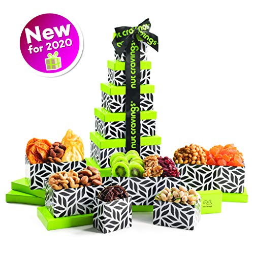 Holiday Nut And Fruit Gift Tower - Gourmet Mix Of 12 Assorted Nu