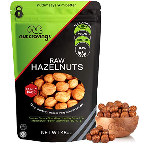 Raw Hazelnuts Filberts With Skin, No Shell 48Oz - 3 Pound Pack