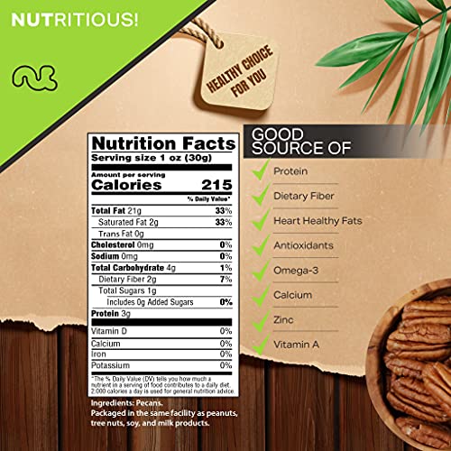 Raw Pecans Halves & Pieces, Unsalted, Shelled, Superior to Organ...