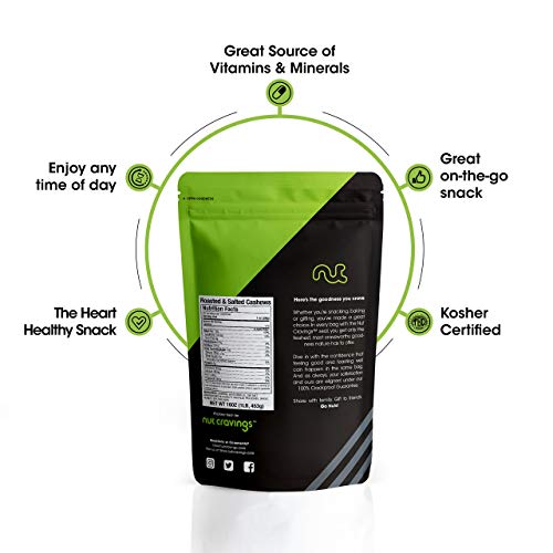 Roasted Cashews Slightly Salted - Jumbo, Whole 16Oz - 1 Pound