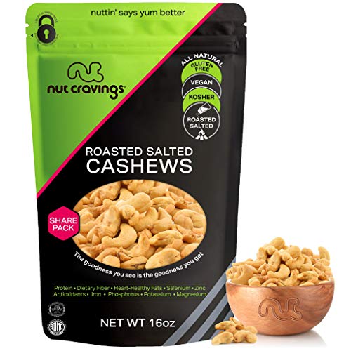Roasted Cashews Slightly Salted - Jumbo, Whole 16Oz - 1 Pound