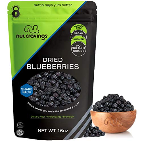 Sun Dried Blueberries, Lightly Sweetened 16Oz - 1 Pound Packed