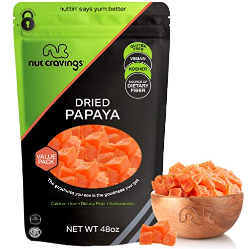 Sun Dried Papaya Chunks, With Sugar Added 48Oz - 3 Pound Packe