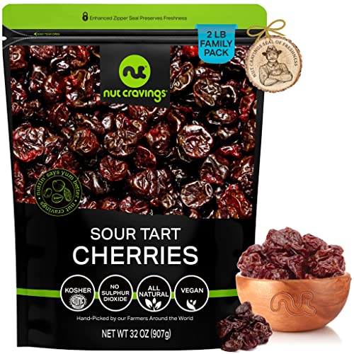 Sun Dried Sour Tart Cherries, Lightly Sweetened 32oz - 2 LB Pa...