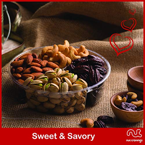 Women Gourmet Food Gift Basket, Fresh Nuts Platter 4 Section -