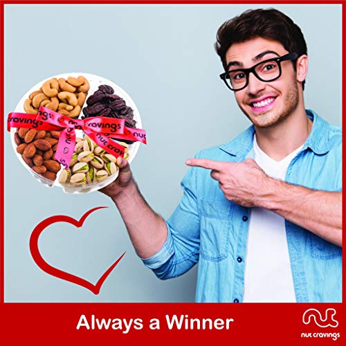 Women Gourmet Food Gift Basket, Fresh Nuts Platter 4 Section -