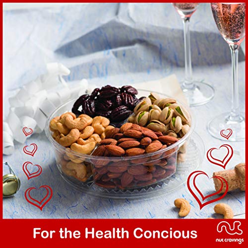 Women Gourmet Food Gift Basket, Fresh Nuts Platter 4 Section -