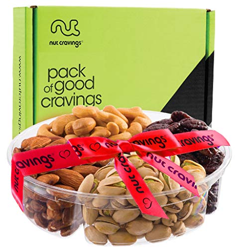 Women Gourmet Food Gift Basket, Fresh Nuts Platter 4 Section -