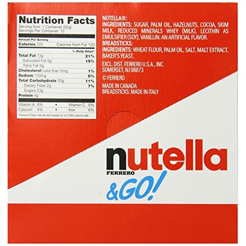 Nutella Ferrero Go Hazelnut Spread And Breadsticks, 12 Packs- 22
