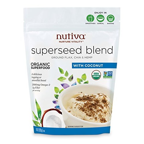 Nutiva Organic, Non-Gmo, Sustainably Farmed Chia, Flax, And Hemp