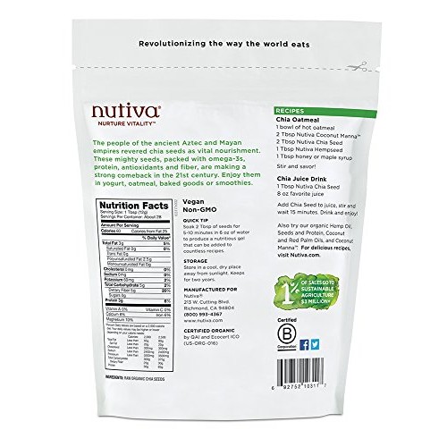 Nutiva Organic Chia Seed, Black, 12 Ounce