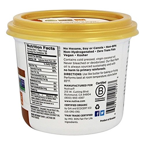 Nutiva Organic Coconut And Red Palm Oil Blend Shortening, 15 Oun