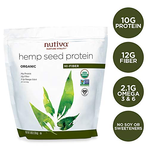 Nutiva Organic Cold-Pressed Hemp Seed Protein Powder, Hi-Fiber,
