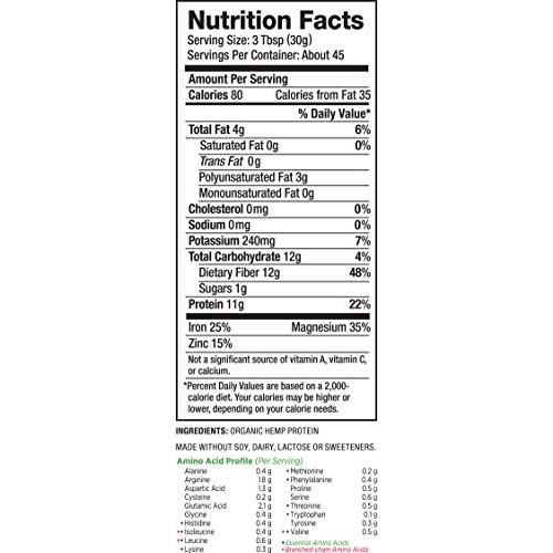 Nutiva Organic Cold-Pressed Hemp Seed Protein Powder, Hi-Fiber,