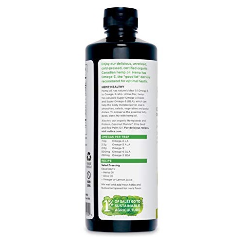Nutiva Organic Cold-Pressed Unrefined Hemp Oil, 24 Ounce Nutiva Organic Cold-Pressed Unrefined Hemp Oil, 24 Ounce