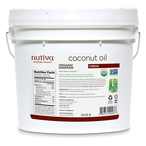 Nutiva Organic Cold-Pressed Virgin Coconut Oil, 1 Gallon