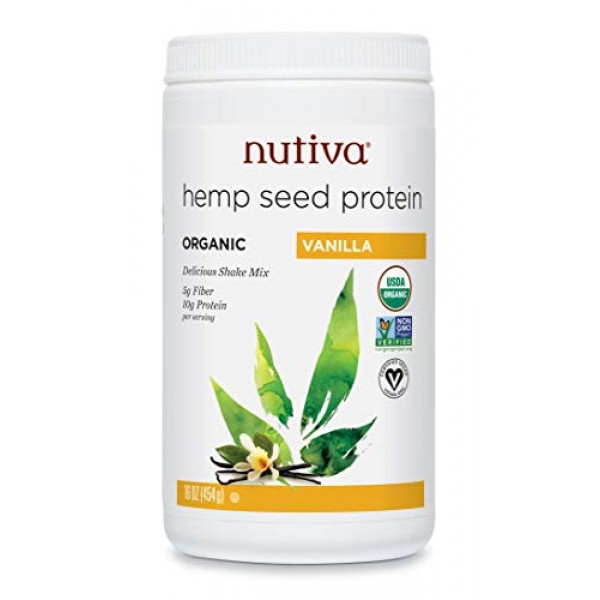 Nutiva Organic, Cold Processed Hemp Seed Protein, Vanilla, 16-ounce