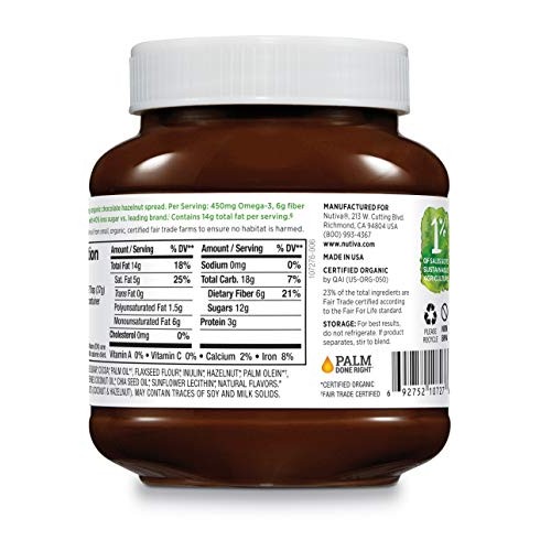 Nutiva Organic, Non-Gmo, Vegan Hazelnut Spread , Classic Chocol