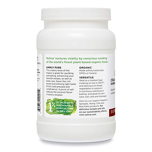 Nutiva Organic, Unrefined, Virgin Coconut Oil, 15 Fl Oz Pack Of 1