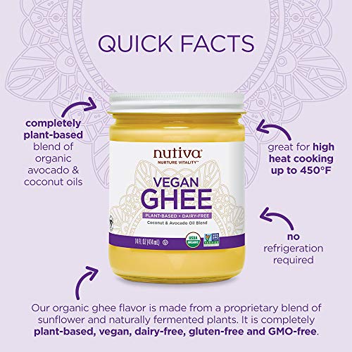 Nutiva Organic Vegan Plant-Based Ghee, 14 Oz, Usda Organic, Non-