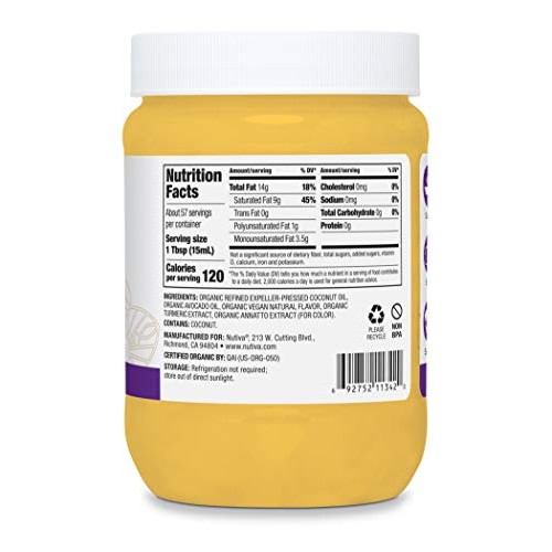 Nutiva Organic Vegan Plant-Based Ghee, 29 Ounce Pet | Usda Organ
