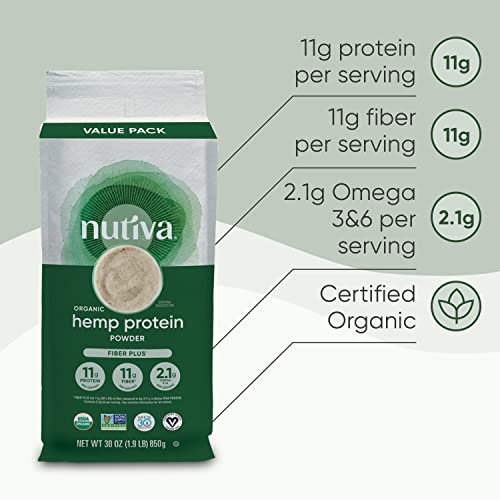 Nutiva Usda Organic Cold-Pressed Raw Hemp Seed Plant Protein Wit
