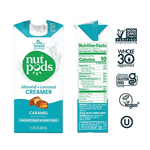 Nutpods Caramel, Unsweetened Dairy-Free Liquid Coffee Creamer Ma