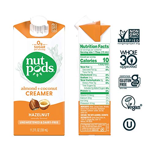 Nutpods Hazelnut, 6-Pack, Unsweetened Dairy-Free Creamer, Made