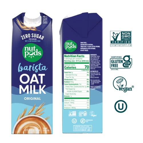 Nutpods Original Zero Sugar Barista Oatmilk 6-Pack, 32 Fl Oz C