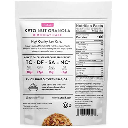 NuTrail Family Size 22 oz. Keto Birthday Cake Nut Granola Heal...