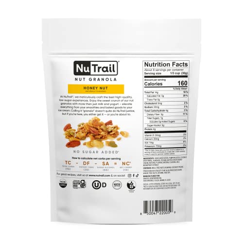 NuTrail Nut Granola Cereal, Honey Nut, No Sugar Added, Keto, Low...