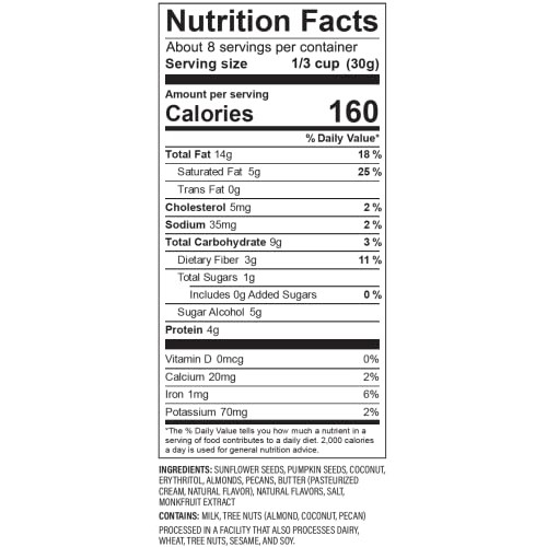 NuTrail Nut Granola Cereal, Honey Nut, No Sugar Added, Keto, Low...