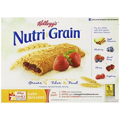 Kelloggs Nutri-Grain Cereal Bars Strawberry, 8-Count Bars, 10.