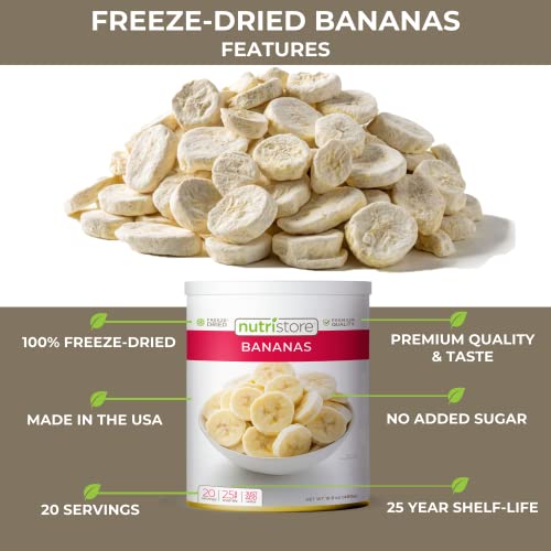 Nutristore Freeze Dried Bananas | 20 Servings | Emergency Surviv