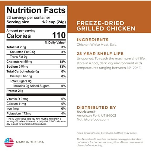 Nutristore Freeze-Dried Grilled Chicken | Premium Quality Pre-Co