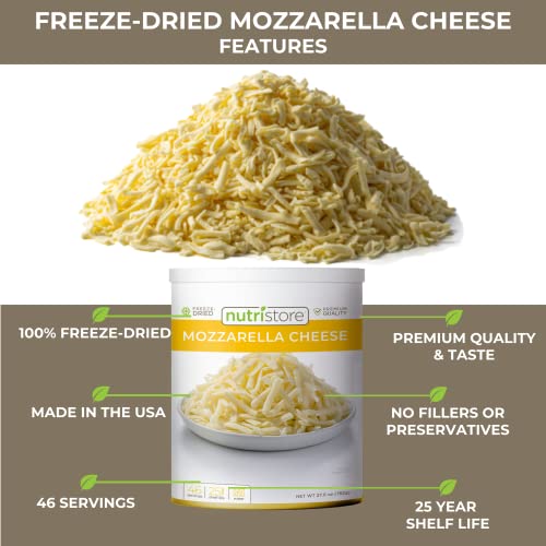 Nutristore Freeze Dried Mozzarella Cheese Shredded 4-Pack | 80 L...