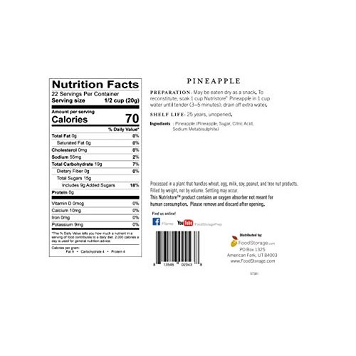 Nutristore Freeze Dried Pineapple | Perfect Healthy Snack | Bulk