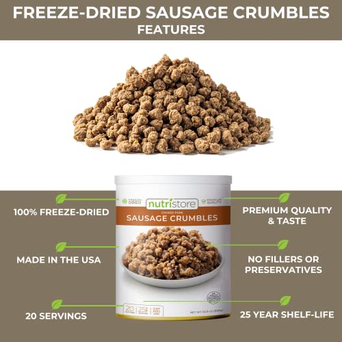 Nutristore Freeze Dried Sausage | Pre-Cooked Ground Pork Meat Fo