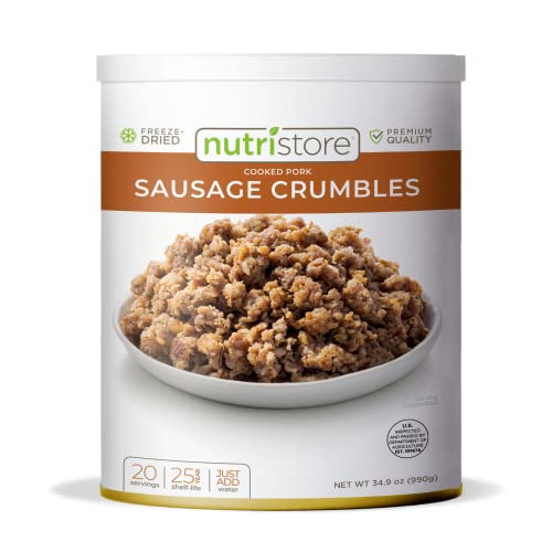 Nutristore Freeze Dried Sausage | Pre-Cooked Ground Pork Meat Fo