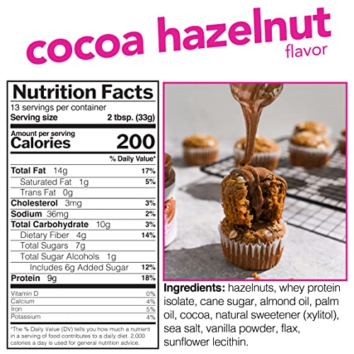 Nuts ‘N More Cocoa Hazelnut Butter Spread, All Natural Keto Snac...