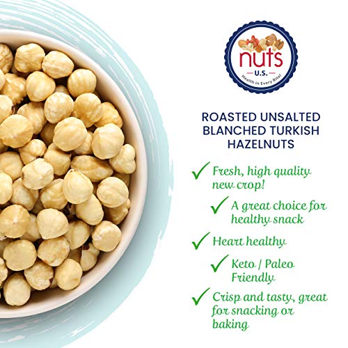 Nuts U.S. - Roasted, Unsalted, Blanched Turkish Hazelnuts 2 Lb